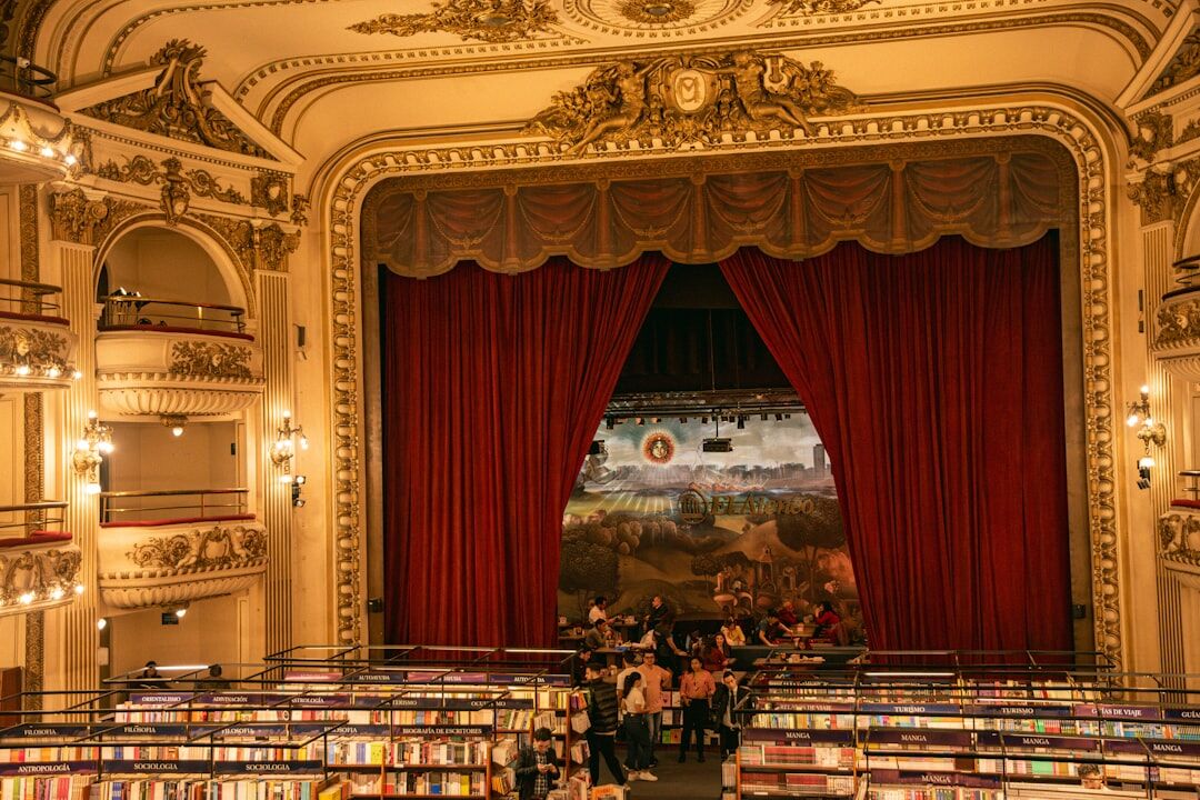 Elegant red carpet gala at a Buenos Aires theater with guests in formal wear
